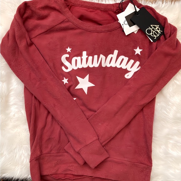 Chaser Saturday Washed Red Sweatshirt Size XS - Picture 9 of 9